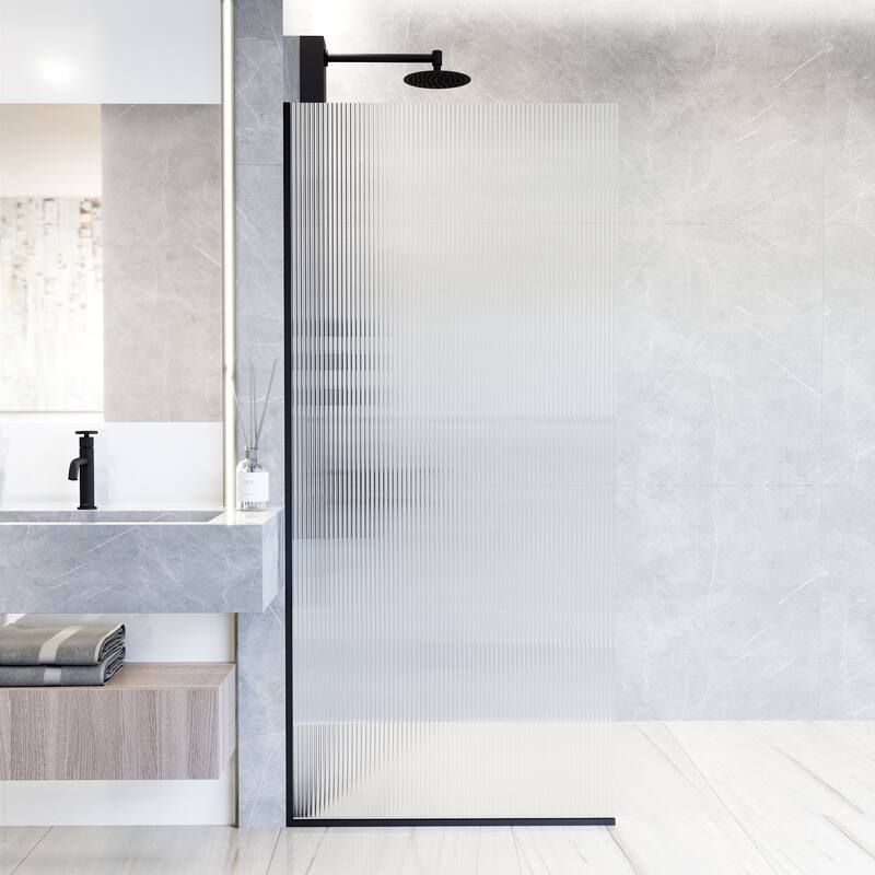 VIGO Zenith 34" W x 74" H Frameless Fixed Shower Screen - Matte Black