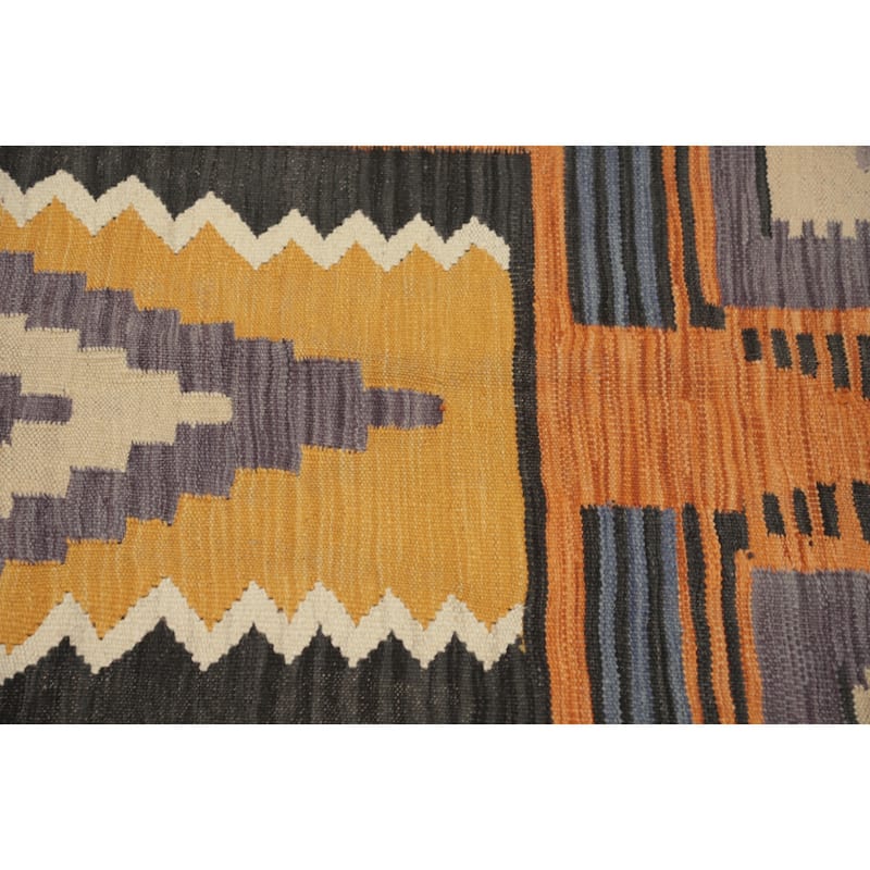Hand Woven Oriental 100% Wool Carpet Southwestern Tribal Purples Kilim Area Rug - 8' 4'' X 5' 1''