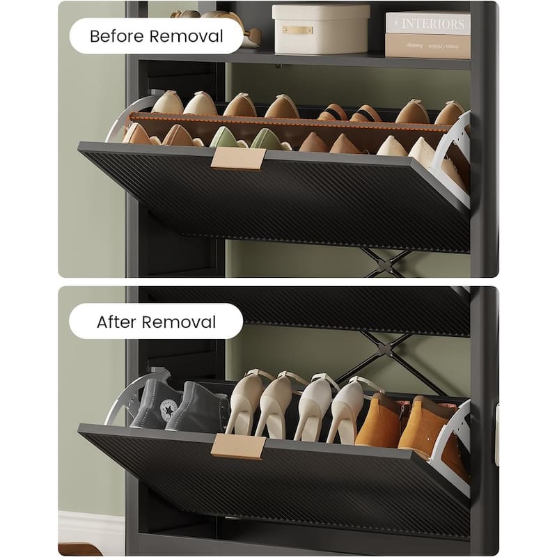 Shoe Storage Cabinet with 2 Large Flip Drawers Shoe Rack Cabinet