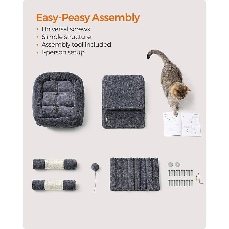 Plush Multi-Level Cat Tower with 2 Spacious Cat Caves and Scratching Posts