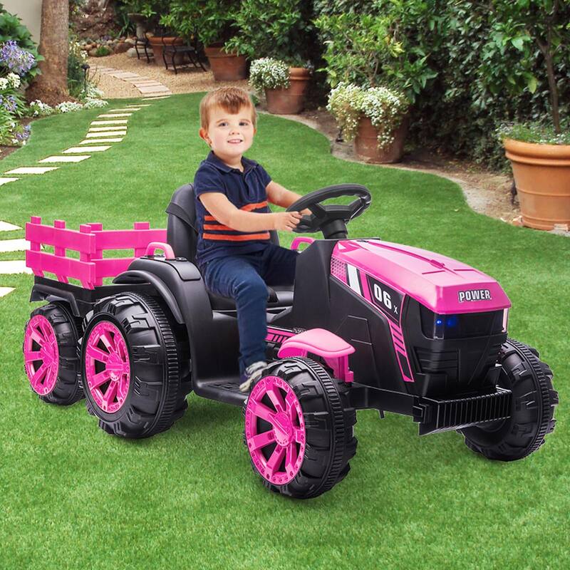 12V Kids Ride On Tractor with Trailer