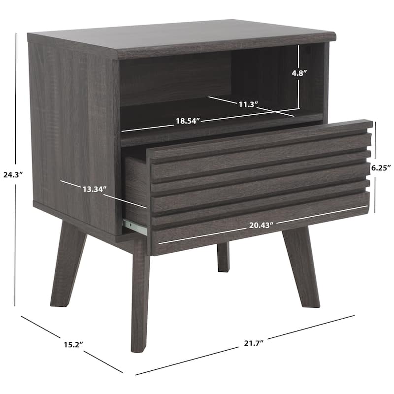 SAFAVIEH Home Esma 1 Drawer 1 Shelf Nightstand - Distressed Black