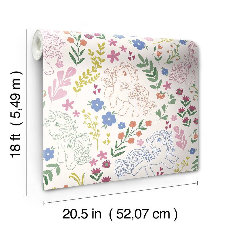 RoomMates My Little Pony Retro Floral Cream Peel and Stick Wallpaper