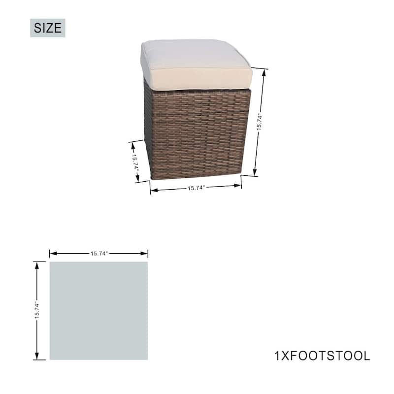 7-Piece Outdoor Sofa with Aluminium table top Fire Pit Set