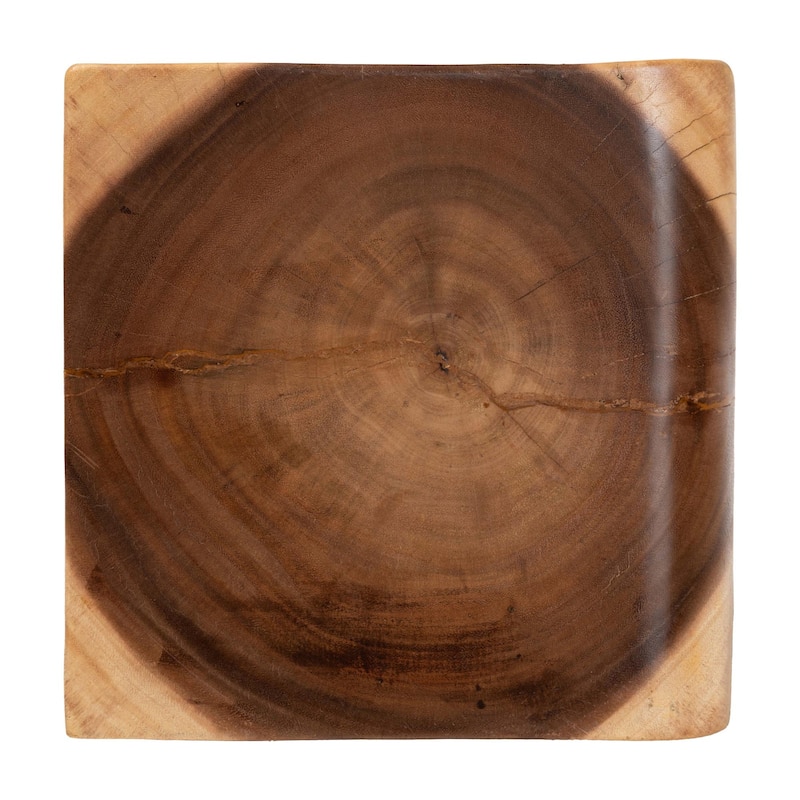 Eliada Hand-carved Suar Wood Side Table - Wavy Sculptural Accent Table, Modern Boho Style for Living Room or Bedroom