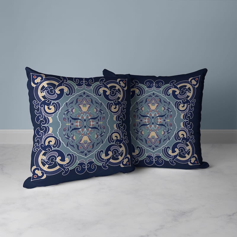 Soft Square Escape Faux Suede Reversible Throw Pillow Blue and Green