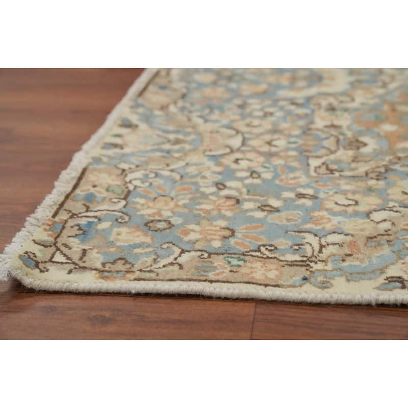 Hand Knotted Oriental 100% Wool Carpet Traditional Floral Beige & Ivories Kerman Area Rug - 7' 6'' X 4' 10''
