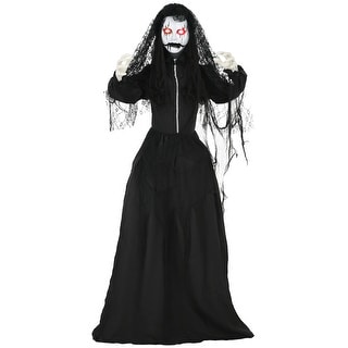 67" Life Size Freestanding Animated Scary Ghost Bride with Sound Activation and Red Eyes, Creepy Voice
