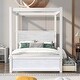 preview thumbnail 2 of 9, Full Size Wooden Canopy Bed with Built-in Storage Drawers and Support Slats, No Box Spring Required