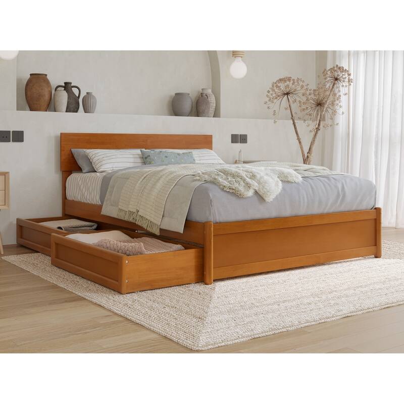 Wesley Platform Bed with Panel Footboard and Storage Drawers
