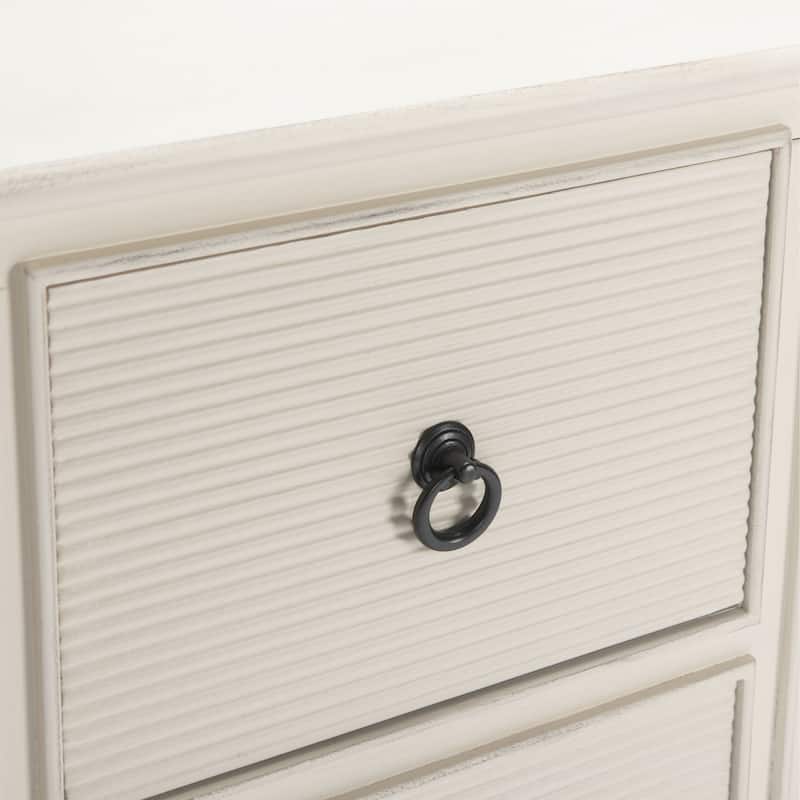 SAFAVIEH Carolyne Distressed White 2 Door 3-Drawer Sideboard. - 45" W x 11" D x 30" H - 45Wx11Dx30H