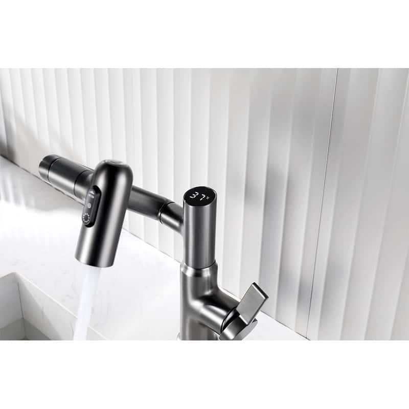 Lefton Rotatable Bathroom Faucet with Temperature Display in Fahrenheit (Batteries-Free), BF2204