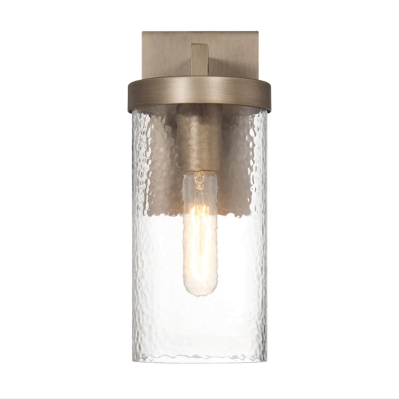 Aria Textured Water Glass and Metal Wall Mounted Outdoor Light - 6.7"L x 5.3"W x 12.5"H