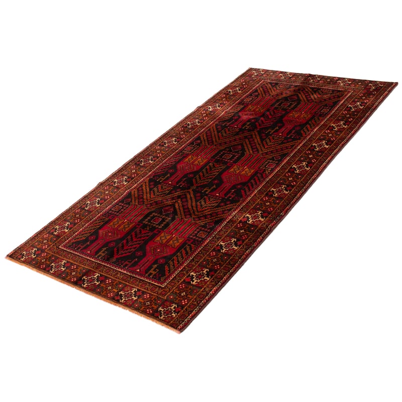 ECARPETGALLERY Hand-knotted Teimani Black, Red Wool Rug - 4'6 x 9'7