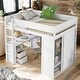 preview thumbnail 20 of 33, Modern Full Size Wood Loft Bed With Wardrobes And 2-Drawer Desk With Cabinet,Large Storage Space