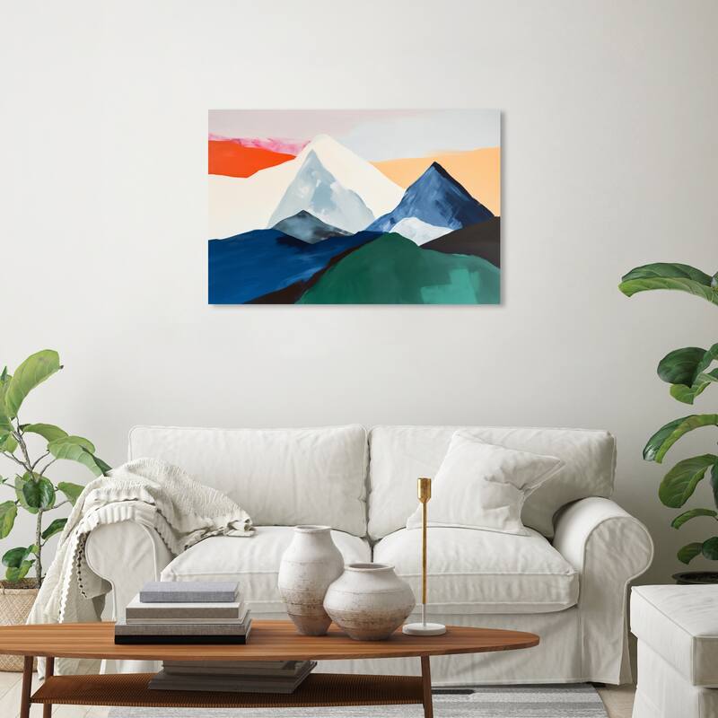Wynwood Studio Abstract Main Colors Mountains Blue and Modern & Contemporary Wall Art Canvas Print - 20 x 30