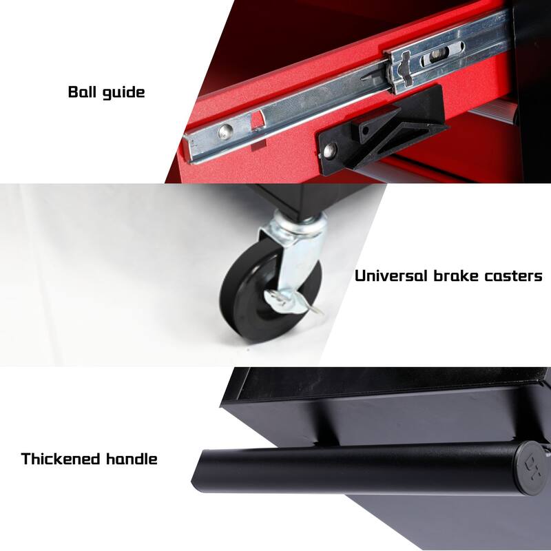 Four drawer rolling toolbox, tool cart with 4 wheels and drawers, large capacity detachable mobile tool storage cabinet