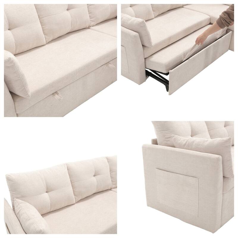 L Shaped Modular Sectional Sofa w/ Reversible Chaise and Storage Seat