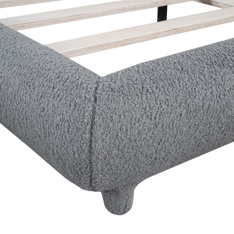Stylish Curve-shaped Design Teddy Fleece Platform Bed