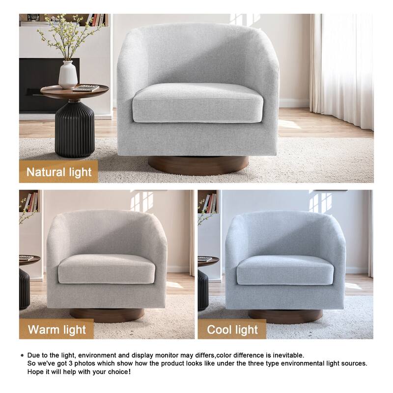 2 Set Modern Wide Round Swivel Accent Barrel Chairs