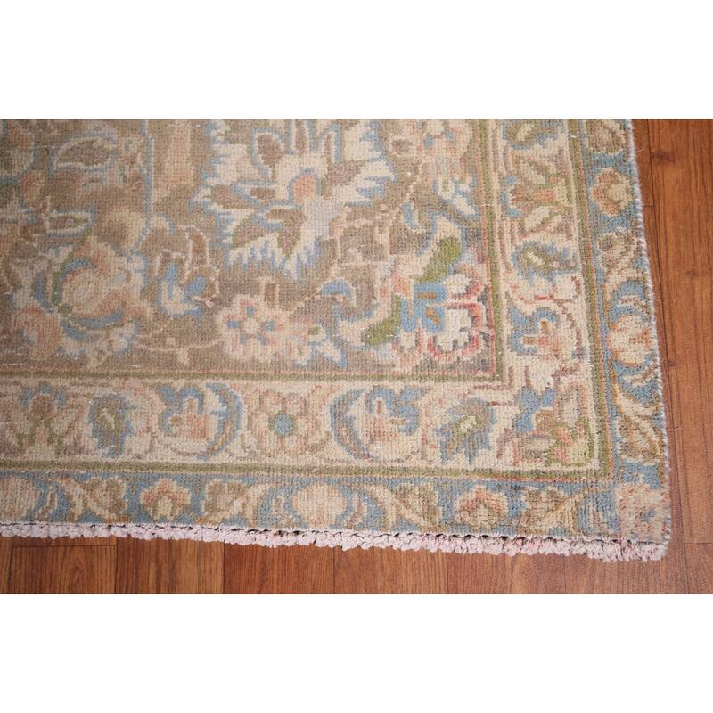 Distressed Muted Najafabad Persian Vintage Hand-Knotted Wool Carpet - 9'3" x 12'11"
