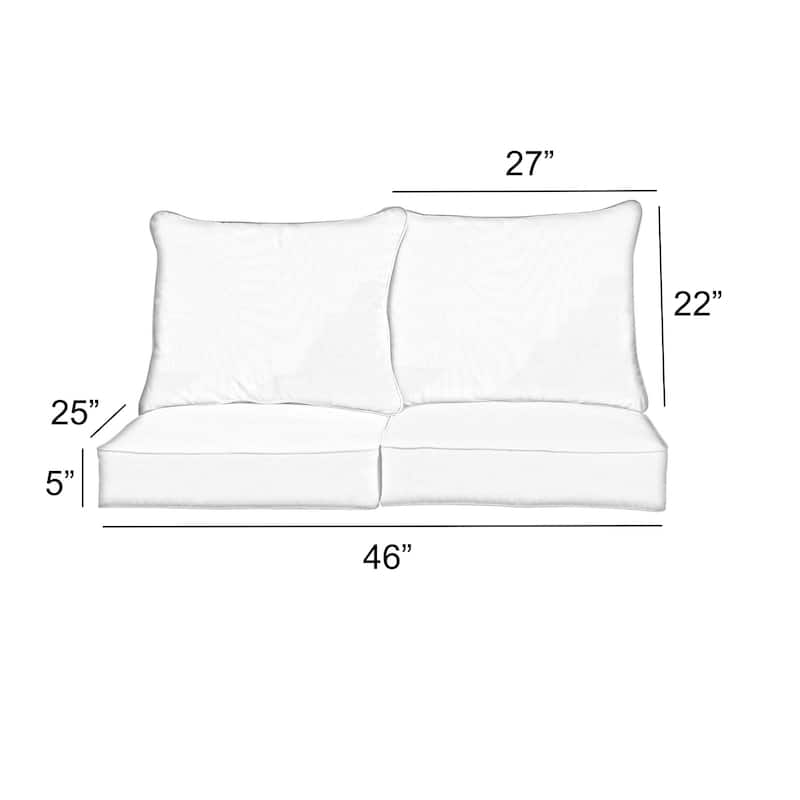Sorra Home Sunbrella Textured Indigo Indoor/Outdoor Loveseat Pillow and Cushion Set