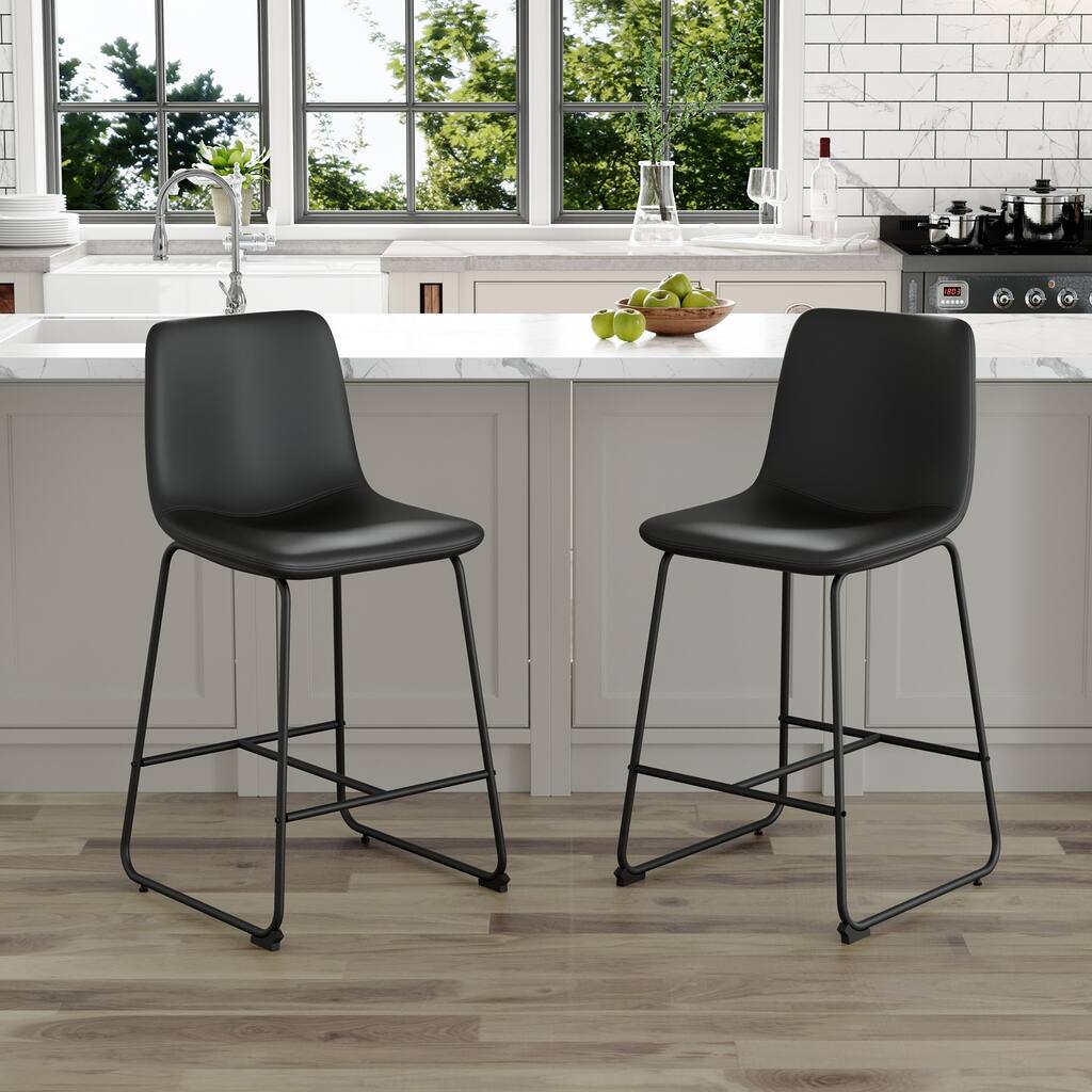 2Pcs Modern Minimalist Style PU Bar Stools, Dining Chairs for kitchen