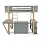 preview thumbnail 10 of 11, Stylish Full Loft Bed With Built-in Storage Cabinet & Cubes, Versatile Wood Bed Frame w/Foldable Desk, Space-Saving Design, Grey