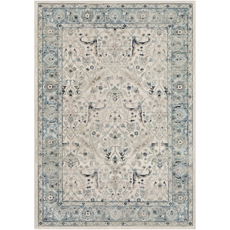Livabliss Mesopotamia Teal & Grey Updated Traditional Area Rug
