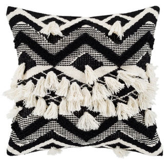 Black and white top tassel throw