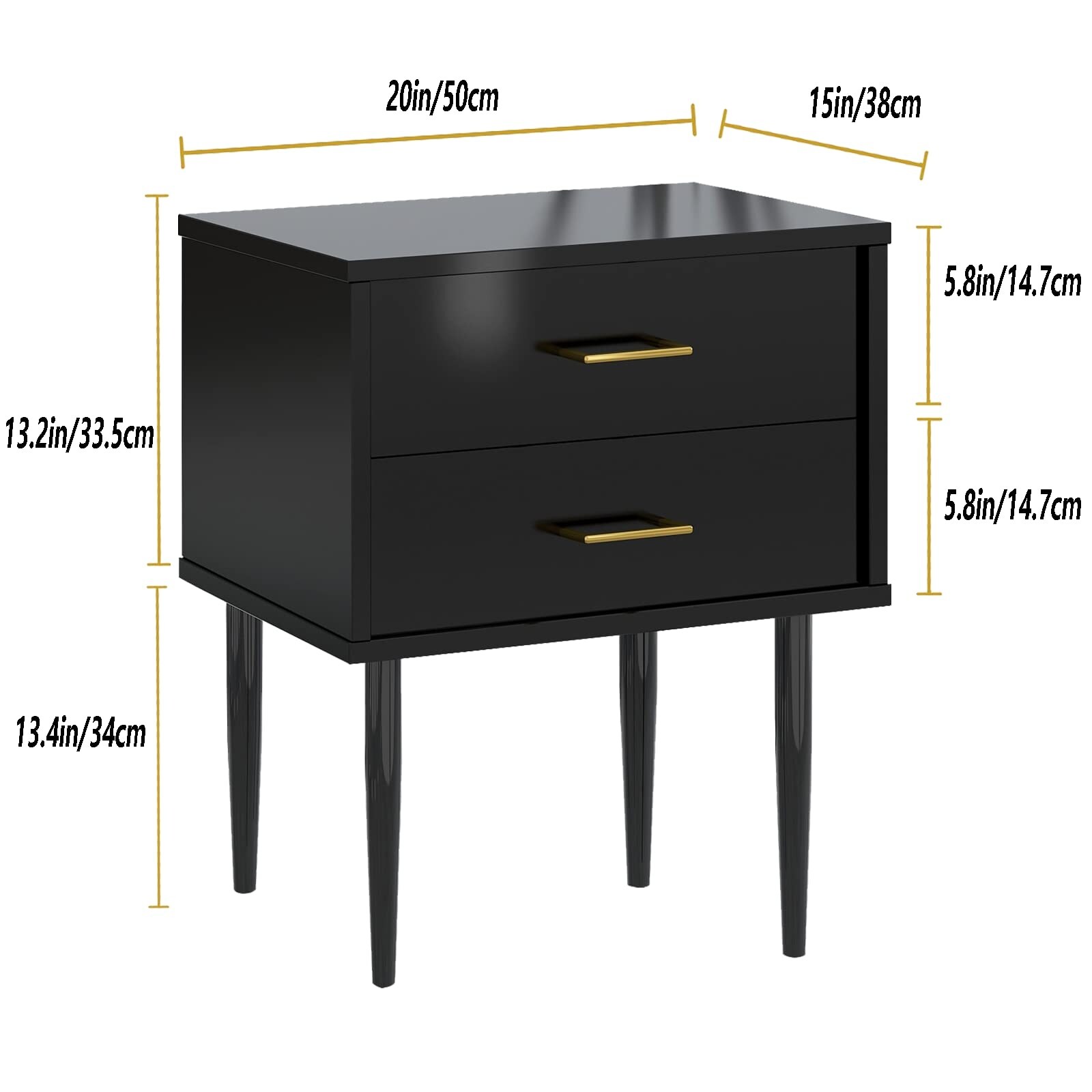 Mid century modern black nightstand discount