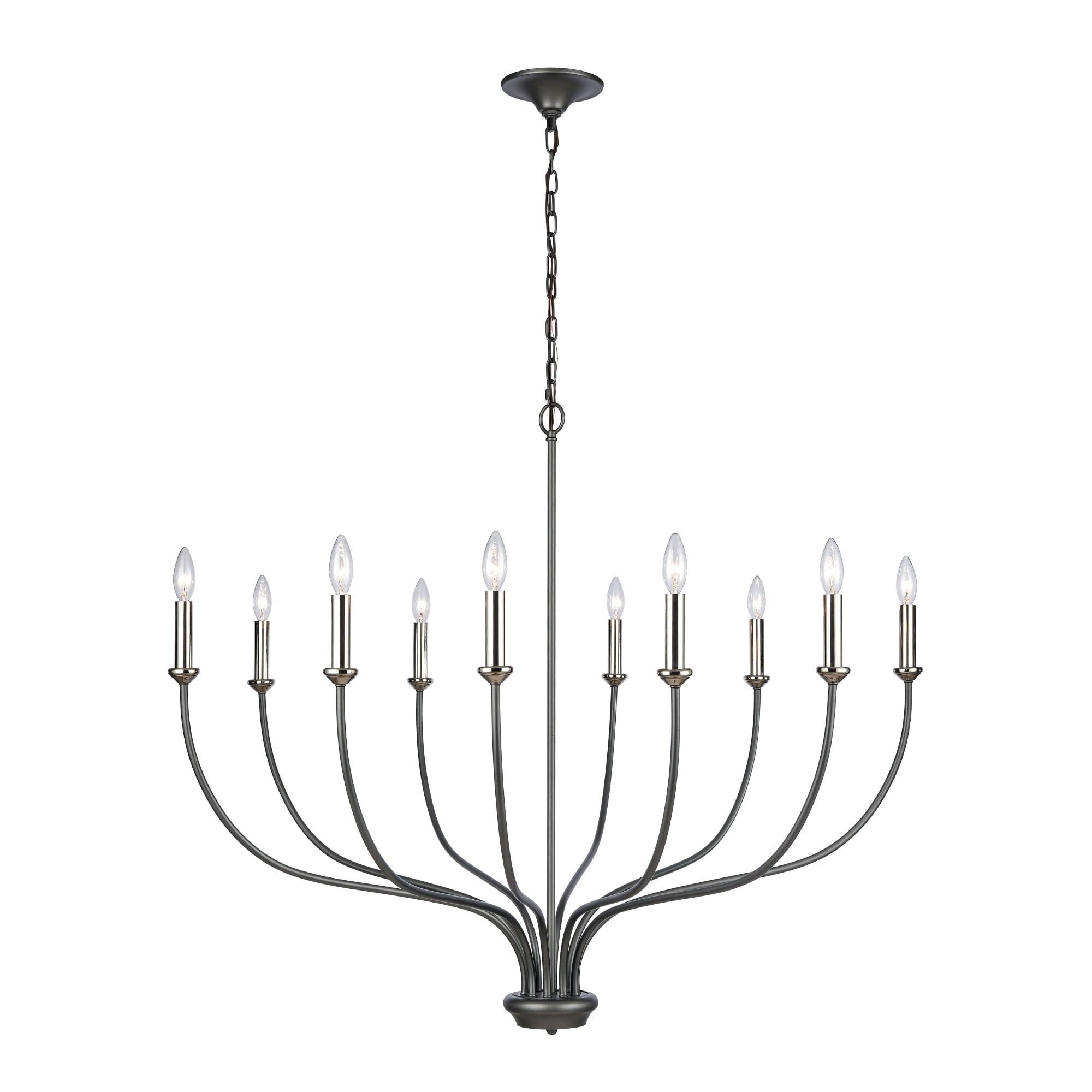 10-Light Curved Arms Ceiling Chandelier - 48.5" - Gray