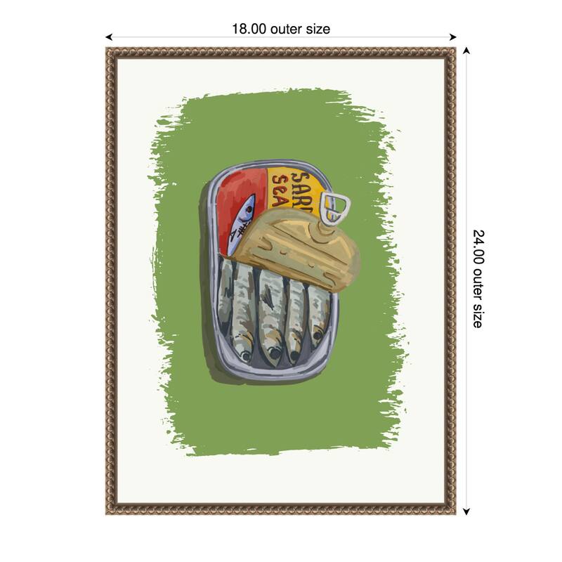 Sardine Can on Green Paint by Jolly and Dash (18 x 24 in.), Framed Canvas Wall Art Print