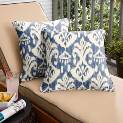 Rainford II Indigo/ Cream Indoor/ Outdoor Square Corded Pillow Set