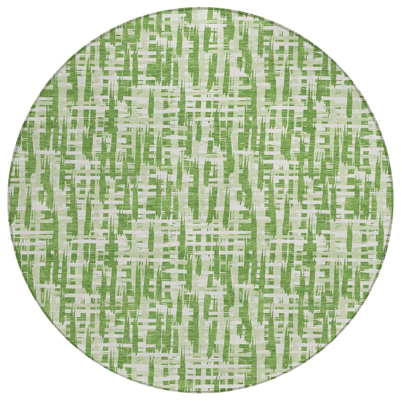 Machine Washable Indoor/ Outdoor Modern Crosshatch Chantille Rug