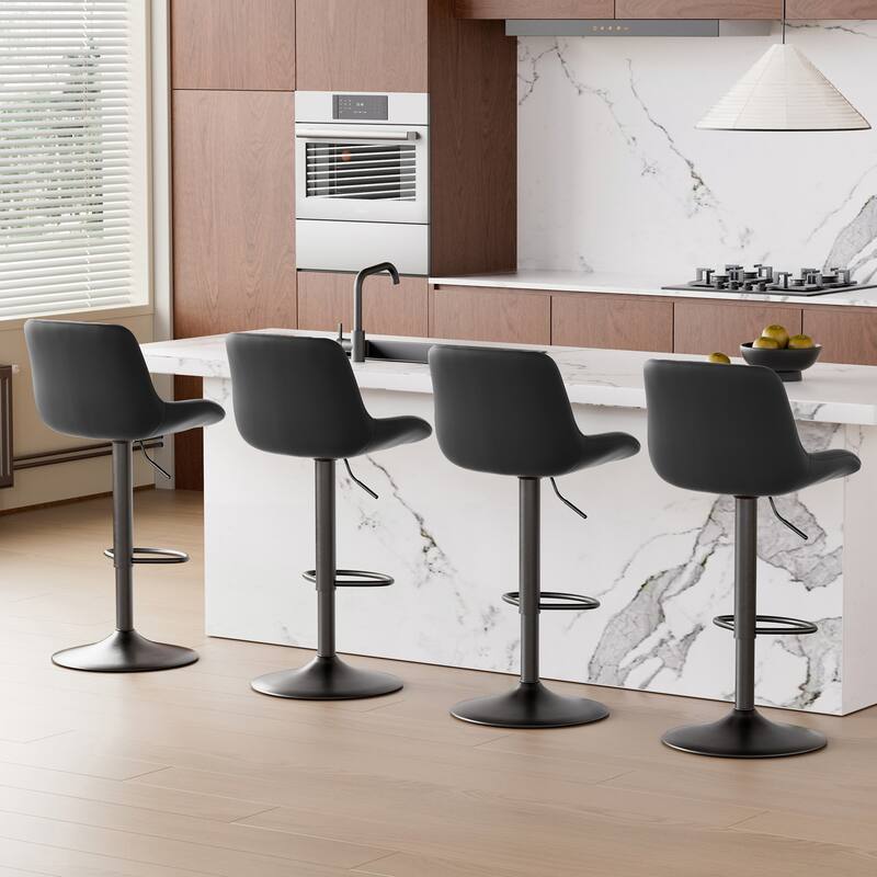 Bar Stools Set of 2, Adjustable Modern Swivel Bar Stools with Backs, Counter Height Performance Fabric Island Chairs