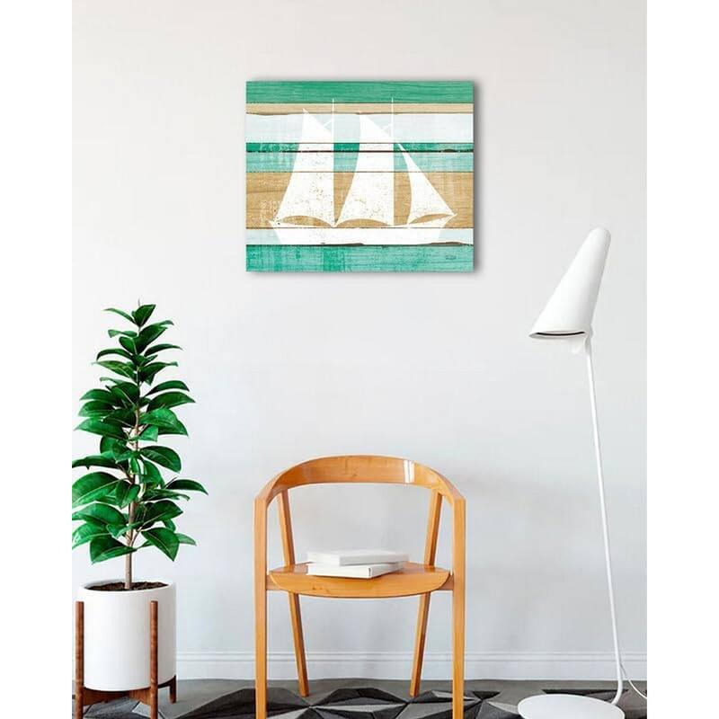 Beachscape V Boat Green Art Poster - Print On Demand - 24 x 24 Inch