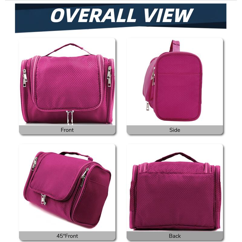 Large Hanging Toiletry Bag for Travel & Daily Use, Water-Resistant Dopp Kit for Makeup, Shaving, Toiletries