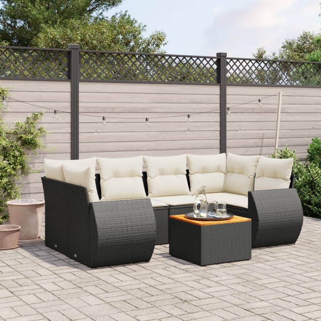 vidaXL Patio Sofa Set with Cushions Outdoor Furniture 7 Piece Poly Rattan