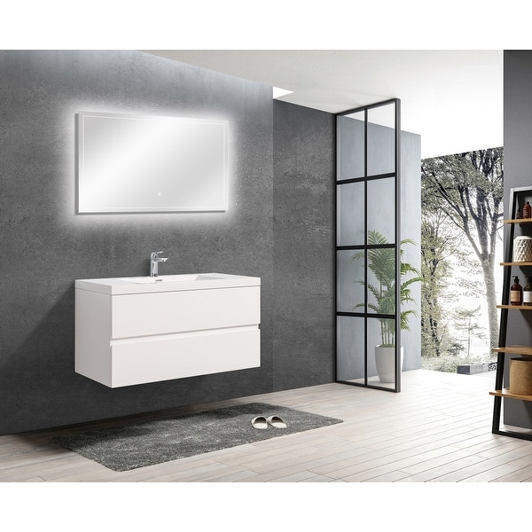 ALma-Angela 42″ Wall Mount Vanity With Sink. Opens flyout.