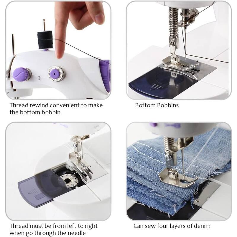 Mini Sewing Machine, Portable Adjustable 2 - Speed Double Thread Sewing Machine
