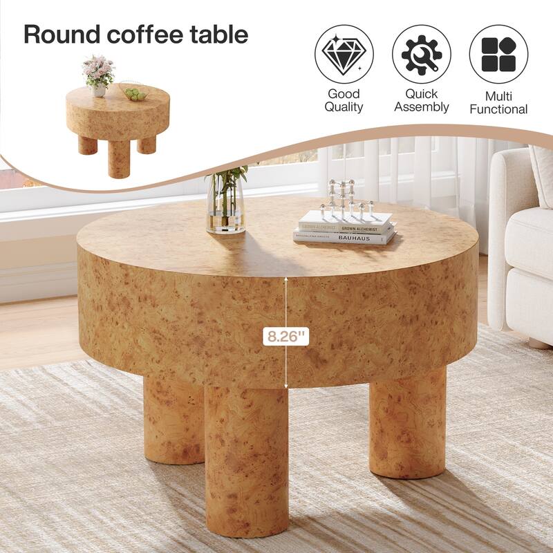 31.5-Inch Round Coffee Table for Living Room