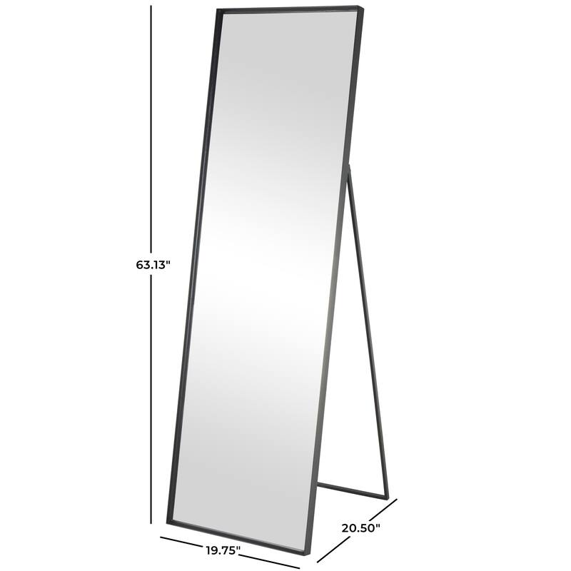 Black Metal Foldable Room Floor Mirror with Thin Minimalistic Frame