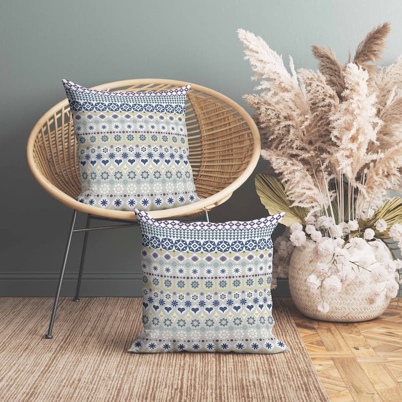 Shape Synergy Faux Suede Reversible Throw Pillow Yellow and Blue