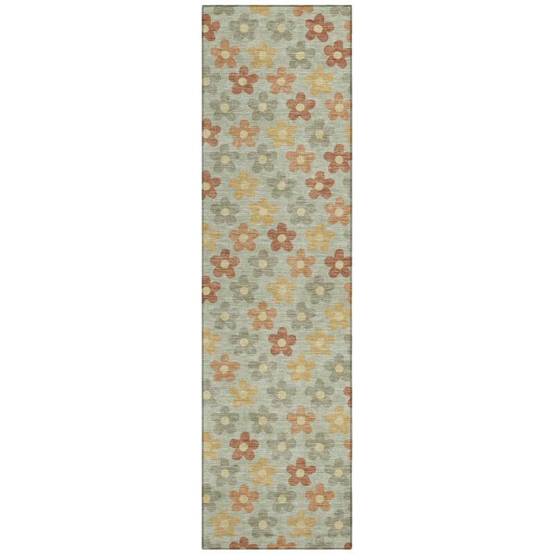 Machine Washable Indoor/ Outdoor Floral Kechi Chantille Rug