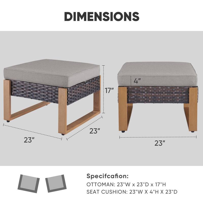Gymojoy Outdoor Rattan Wicker Ottoman Seat Weather-resistance