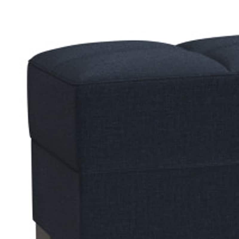 HomeRoots 52" Dark Blue and Brown Chenille Tufted Storage Ottoman