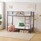preview thumbnail 21 of 23, Iron Bed Bunk Bed with Ladder for Kids Twin Size White Blue