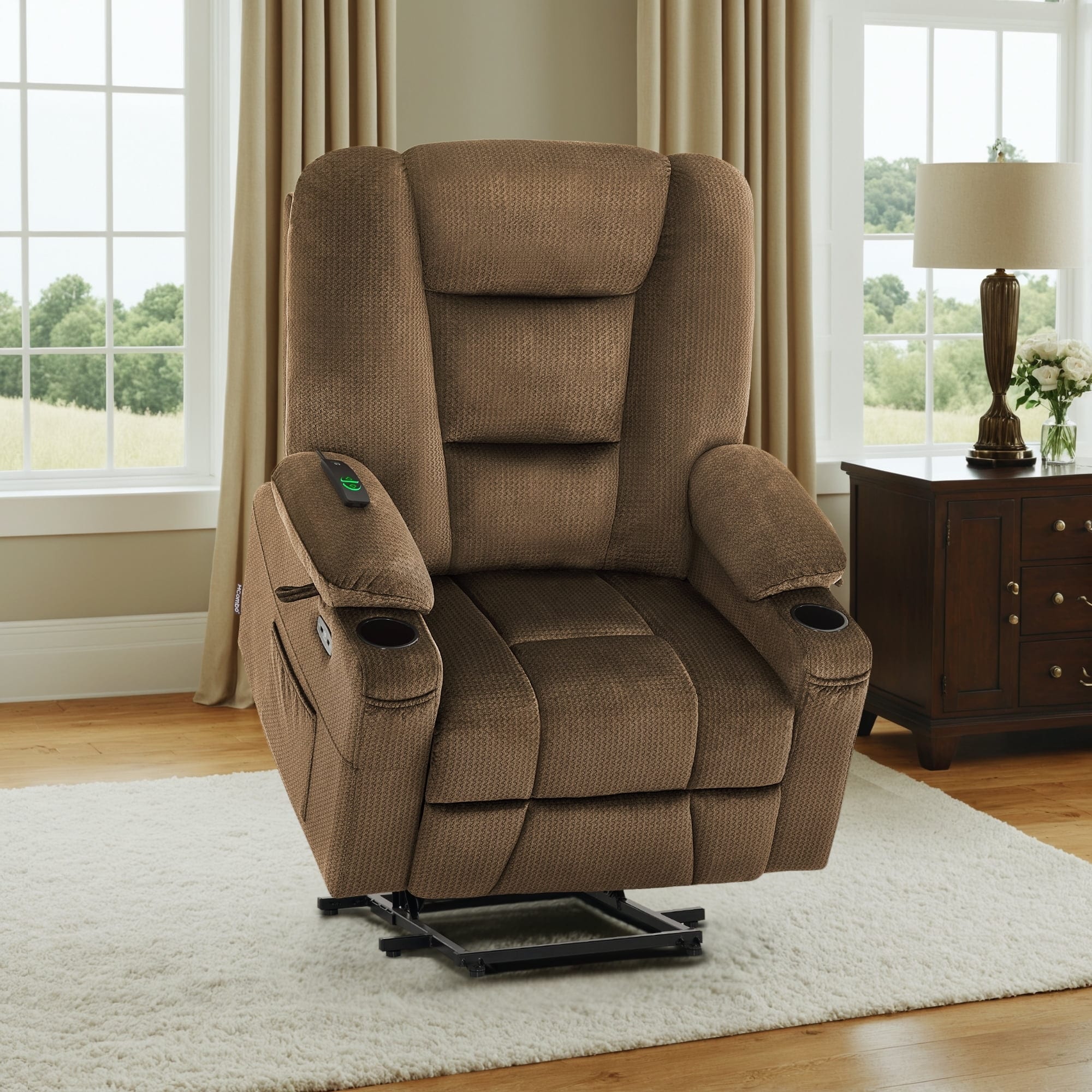 MCombo Large-Wide Power Lift Recliner Chair with Massage and Heat for Big and Tall Elderly People, Fabric R7541