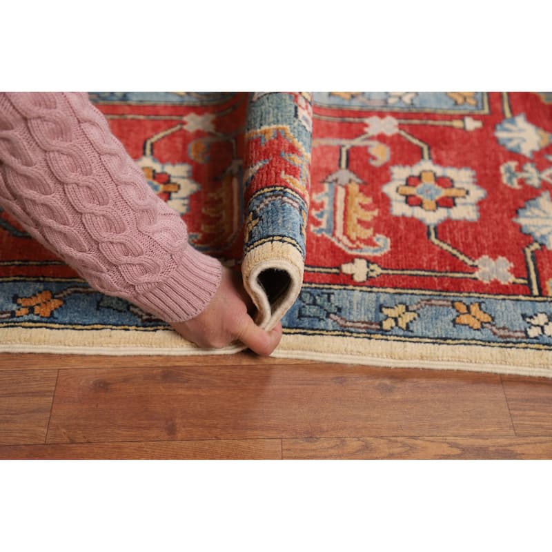Vegetable Dye Heriz Oriental Rug Hand-Knotted Traditional Wool Carpet - 9'1" x 12'0"